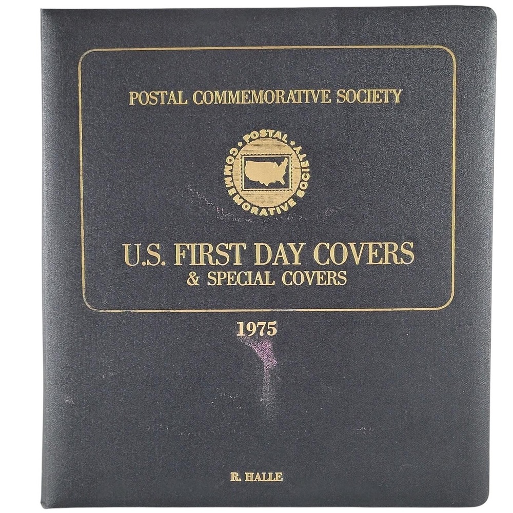 Postal Commemorative Society US First Day Covers 1975 Album Black Gold 38 Pages